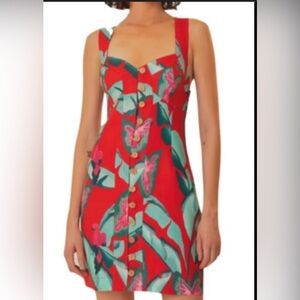 FARM Rio | Dresses | Farm Rio Red Summer Foliage Midi Dress | Poshmark